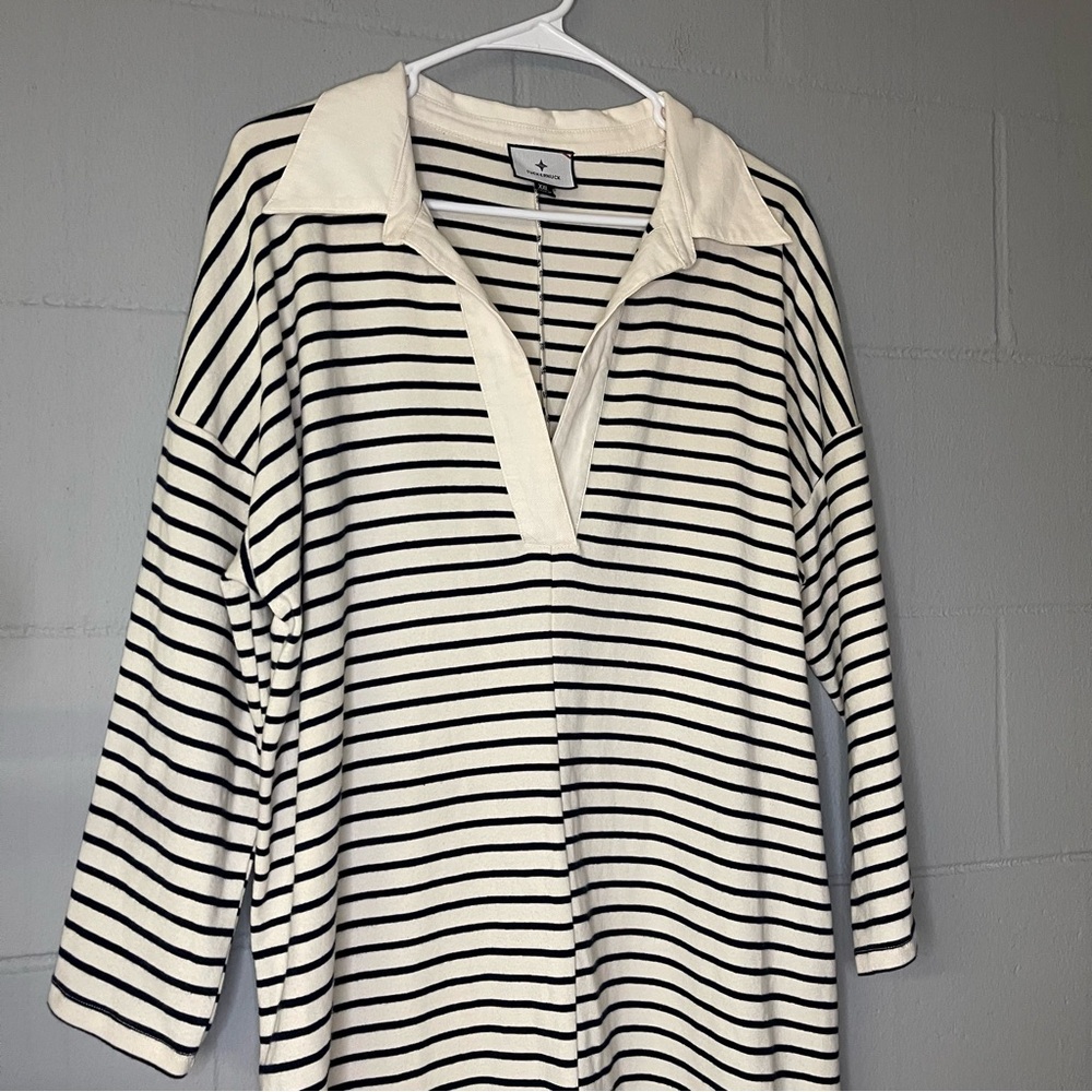 Tuckernuck Cream and Black Striped Long Sleeve Dress - Picture 4 of 11